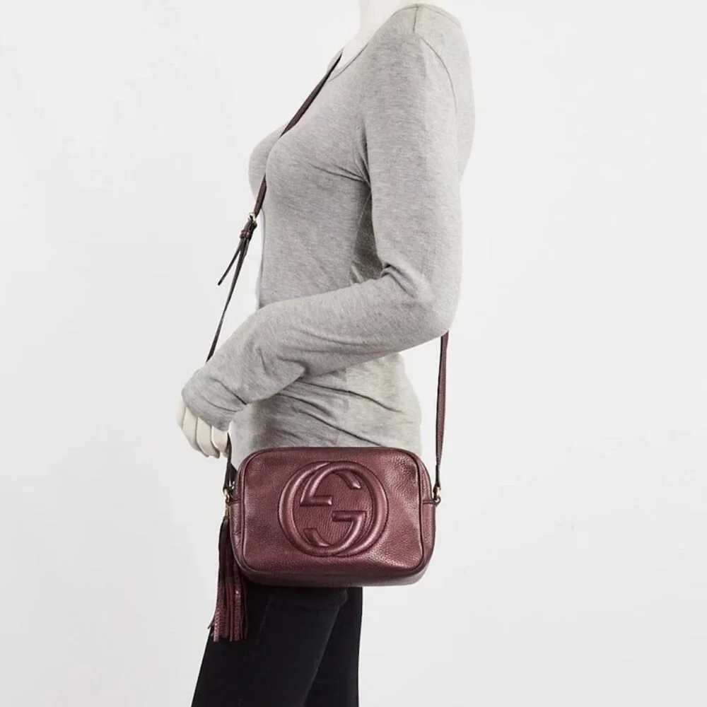 Gucci Purple Metallic Leather Soho Disco Shoulder Bag - Picture 2 of 11